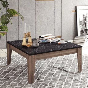 Mesa de Centro Lorenz – Nogueira/Preto – 85x85x35 cm