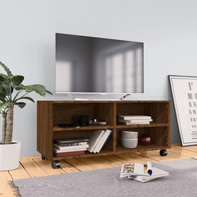 vidaXL Móvel de TV c/rodas 90x35x35 cm deriv.madeira carvalho castanho