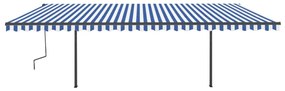 Toldo retrátil manual com LED 6x3,5 m azul e branco