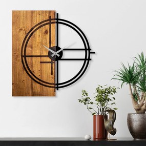 Relógio de Parede Decorativo Mas-038 – Noz Claro e Preto – 56 x 3 x 58