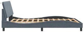 Estrutura de cama c/ luzes LED 140x200cm veludo cinzento-escuro