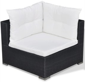 5 pcs conjunto lounge de jardim c/ almofadões vime PE preto