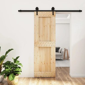 vidaXL Porta de correr com ferragens 70x210 cm madeira de pinho maciça