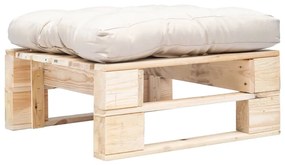 vidaXL Otomano de paletes com almofadão cor areia madeira natural