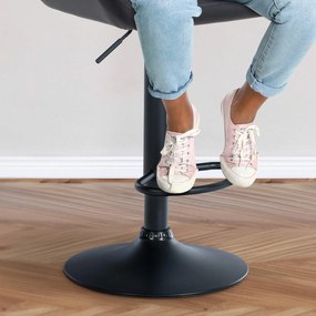 Banco de bar Braga em veludo (1 UNIDADE) com estrutura preta 51 x 89-109 x 52 cm Preto