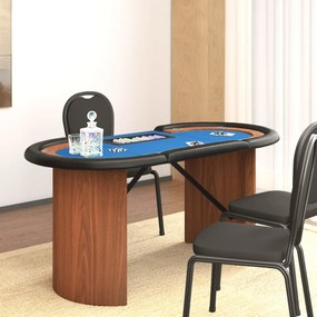 Mesa poker 10 jogadores 160x80x75cm c/ tabuleiro de fichas azul