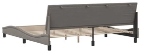 Cama sem colchão 200x200 cm tecido cinzento-acastanhado