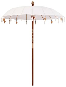 vidaXL Guarda-sol Manual Creme x 250 cm Algodão e madeira sólida