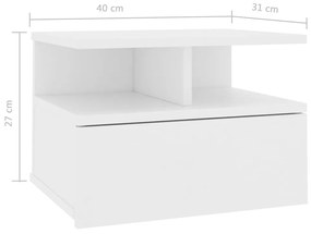 Mesa de cabeceira suspensa 40x31x27 cm contraplacado branco