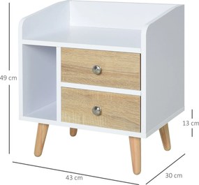 Mesa de cabeceira compacta Mesa multifuncional com 2 gavetas grandes e