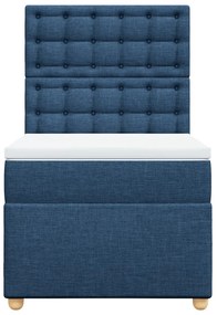 Cama com molas/colchão 90x200 cm tecido azul