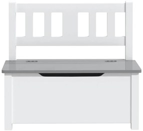 Banco de arrumação infantil 60x30x55 cm MDF branco e cinzento