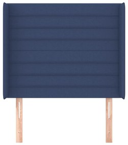 Cabeceira de cama c/ abas tecido 93x16x118/128 cm azul