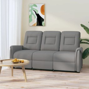 vidaXL Sofá reclinável de 3 lugares couro artificial cinzento