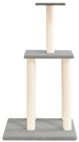 Árvore p/ gatos c/ postes arranhadores sisal 85,5cm cinza-claro