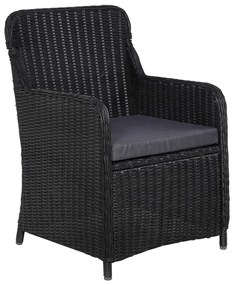 7 pcs conjunto de jantar para jardim vime PE preto
