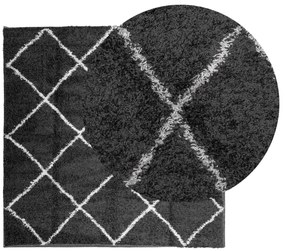 Tapete shaggy de pelo alto PAMPLONA 160x160 cm preto e creme