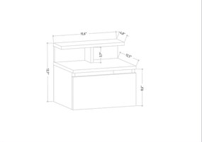 Mesa de Cabeceira "Astrid" - Cinzento - 39.8x31.9x35cm - Design Minima