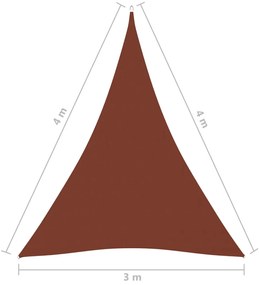 Para-sol estilo vela tecido oxford triangular 3x4x4 m terracota