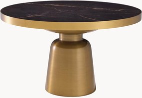 Mesa de centro redonda em metal com tampo com efeito de mármore Soren