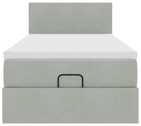 Estrutura cama otomana colchão 90x200 cm veludo cinzento claro