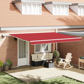 Toldo Retrátil Manual vidaXL com LED Vermelho 450x350 cm