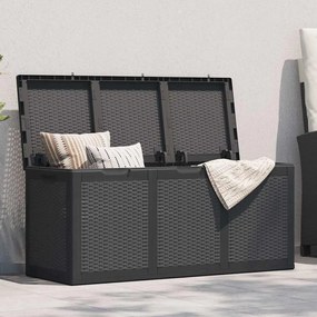 vidaXL Caixa de arrumação para jardim 270 L vime PP preto