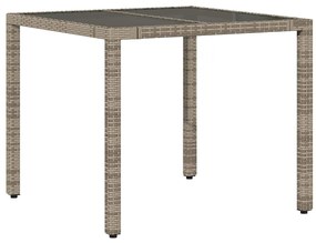 3 pcs conjunto bistrô de jardim c/ almofadões vime PE cinza