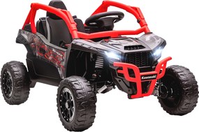 Carro Elétrico para Crianças 12V Kawasaki Teryx KRX 1000 com 2 Motores Faróis e USB 100x64x56 cm Vermelho