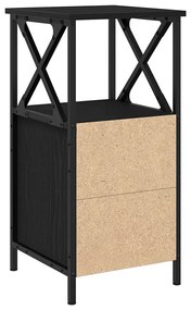 Mesa de Cabeceira vidaXL em Madeira de Carvalho Preta 34x35,5x70 cm em