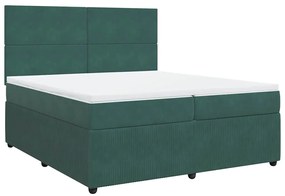 Cama com molas/colchão 200x200 cm veludo verde-escuro