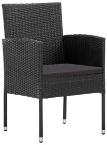 5 pcs Conjunto de jantar para jardim preto