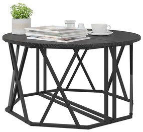 Mesa de Centro vidaXL Preta de Carvalho 80x80x42 cm em Madeira de Enge