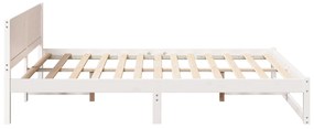 Estrutura de Cama Branca Madeira de Pinho Maciça 140 x 200 cm