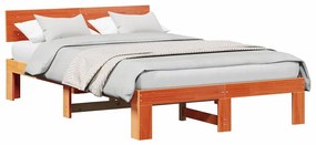 Estrado de Cama com Cabeceira Castanho 120x200 cm Madeira de Pinho