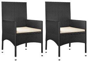 4 pcs conjunto lounge de jardim c/ almofadões vime PE preto