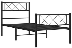 Estrutura de cama com cabeceira e pés 100x200 cm metal preto