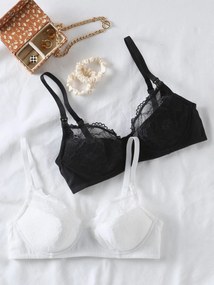 Lote de 2 soutiens em renda, especial gravidez e amamentação, ENVIE DE FRAISE branco