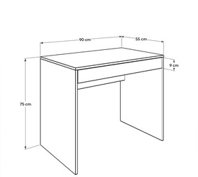 Secretária "Inspire" - 90 x 75 x 55 cm - Branco - Design Moderno