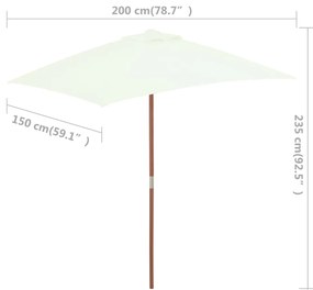 Guarda-sol de exterior c/ mastro de madeira 150x200cm areia