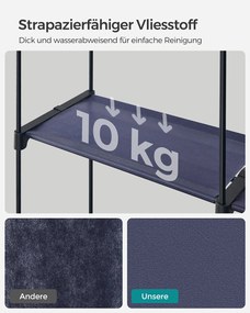 Guarda Roupa em tecido com 2 varões para roupa 43 x 140 x 174 cm Azul escuro