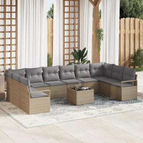 Conjunto de Sofá de Jardim vidaXL de 11 Peças com Almofadas de Rattan