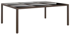 Mesa de jardim c/ tampo de vidro 200x150x75 cm vime castanho