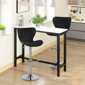Conjunto de 2 bancos de bar de design contemporâneo, com altura do assento ajustável entre 59 e 81 cm, giratórios a 360°, em linho preto