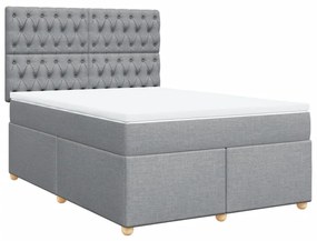 Cama com molas/colchão 140x200 cm tecido cinzento-claro