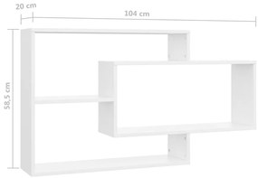 Prateleiras de parede 104x20x58,5cm derivados de madeira branco