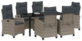 Conjunto de Jantar de Jardim 7 Peças com Almofadas - Rattan Poliéster