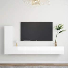 3079305 vidaXL 3 pcs conjunto de móveis de TV contraplacado branco brilhante