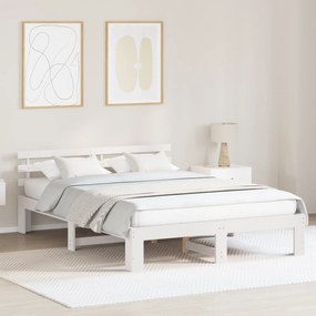 Estrutura de Cama de Madeira Branca Madeira 140 x 200 cm Durável