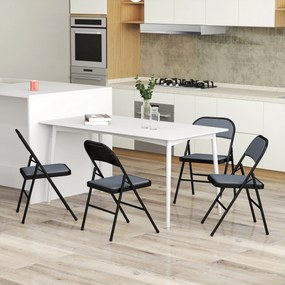 Conjunto de 4 cadeiras dobráveis (MESA NÃO INCLUIDA), cadeiras de jantar portáteis, estrutura em aço, 45 x 46 x 78 cm, cinzentas